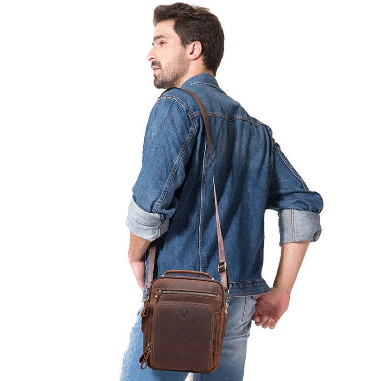 HUMERPAUL MH573 Men Shoulder Bag Leather Messengers Bag(Brown) - Single-shoulder Bags by HUMERPAUL | Online Shopping South Africa | PMC Jewellery