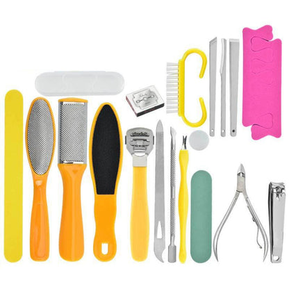 20 In 1 Foot File Grinding Exfoliating Manicure And Pedicure Kit(Yellow) - Grinding Tools & Accessories by PMC Jewellery | Online Shopping South Africa | PMC Jewellery | Buy Now Pay Later Mobicred