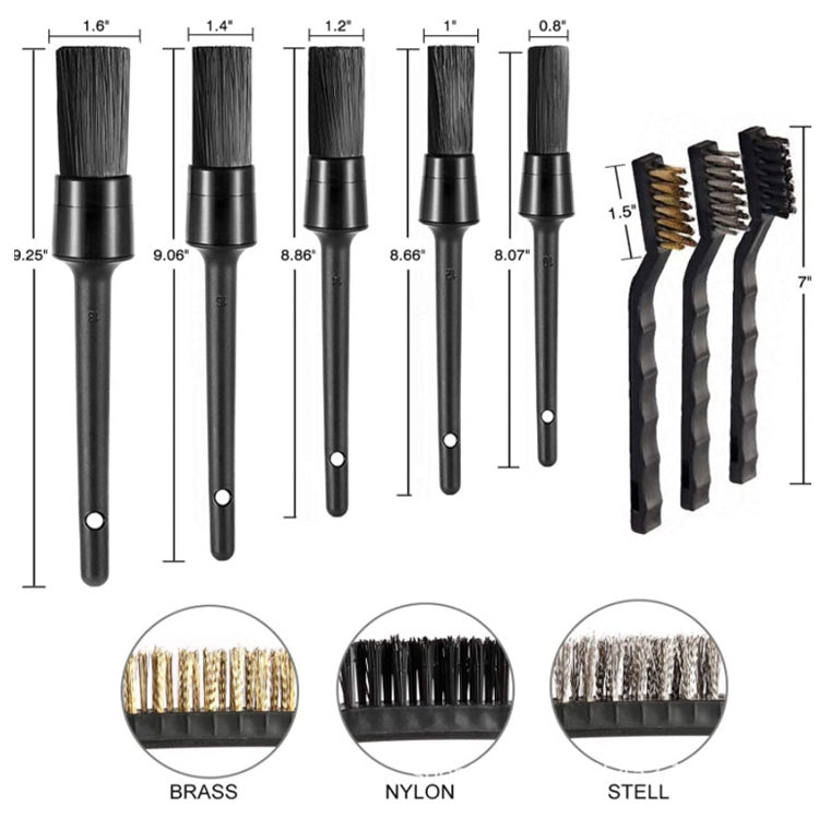 9 PCS / Set Car Interior Outlet Air Conditioning Brush Details Cleaning Brush(Black) - Car washing supplies by PMC TechLife | Online Shopping South Africa | PMC TechLife
