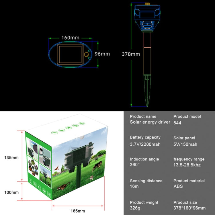 RC-544 Outdoor Solar Ultrasonic Infrared Sensor Animal Repeller(Dark Green) - Outdoor Insect Repellent by PMC TechLife | Online Shopping South Africa | PMC TechLife