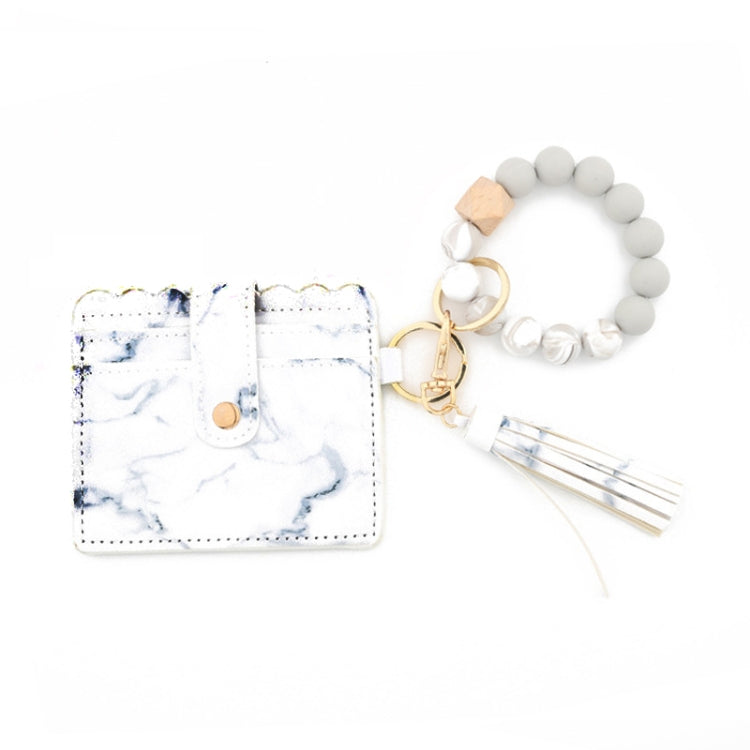 PU Tassel Silicone Bead Bracelet Wallet With Keychain, Color: Marble - Wallets by PMC Jewellery | Online Shopping South Africa | PMC Jewellery