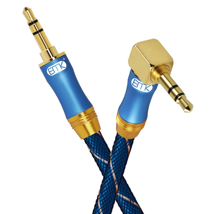 EMK 90-Degree Car 3.5mm Audio Cable Extension Cable, Cable Length: 5M(Blue) - Aux Cable by EMK | Online Shopping South Africa | PMC Jewellery | Buy Now Pay Later Mobicred