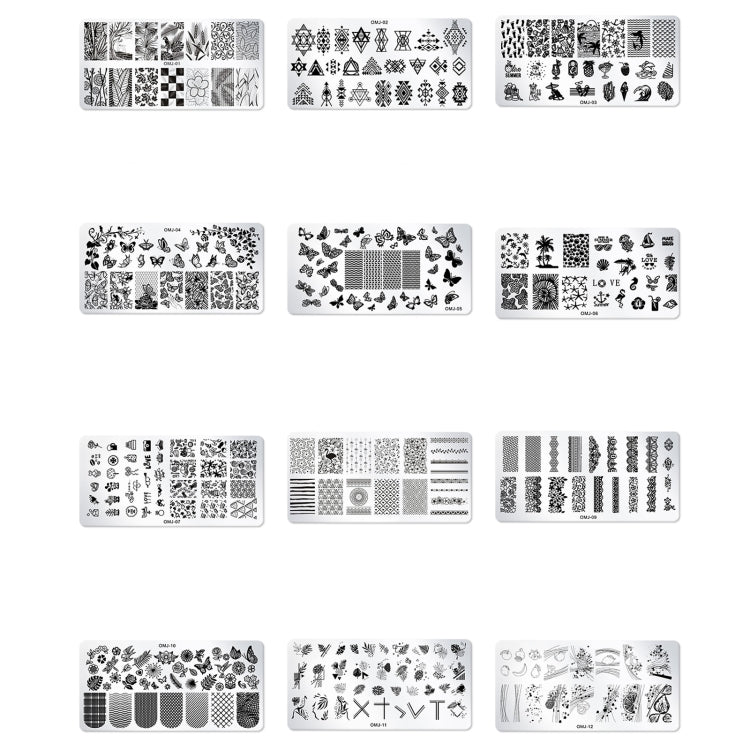 5 PCS Square Nail Art Print Template Nail Accessories(OMJ-07) - Nail Art Equipment by PMC Jewellery | Online Shopping South Africa | PMC Jewellery | Buy Now Pay Later Mobicred