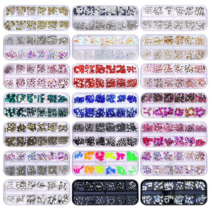 12 Grid Flat Bottom Shaped Nail Rhinestones Nail Decoration, Specification: 07 - Nail Stickers by PMC Jewellery | Online Shopping South Africa | PMC Jewellery | Buy Now Pay Later Mobicred