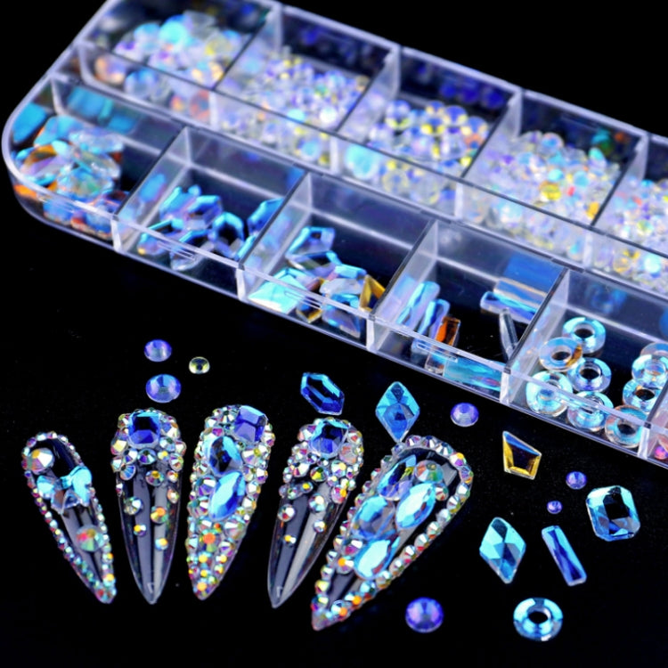 12 Grid Flat Bottom Shaped Nail Rhinestones Nail Decoration, Specification: 12 - Nail Stickers by PMC Jewellery | Online Shopping South Africa | PMC Jewellery | Buy Now Pay Later Mobicred