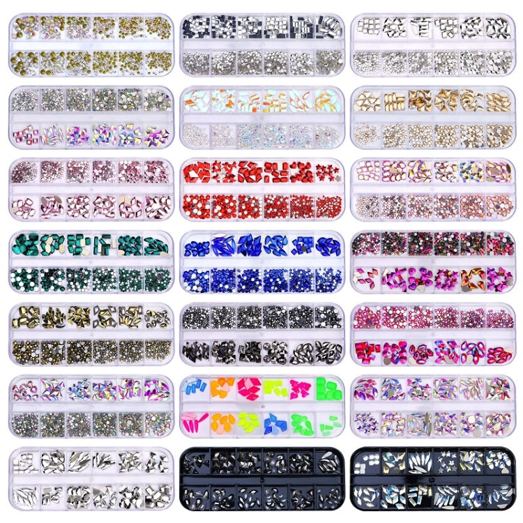 12 Grid Flat Bottom Shaped Nail Rhinestones Nail Decoration, Specification: 16 - Nail Stickers by PMC Jewellery | Online Shopping South Africa | PMC Jewellery | Buy Now Pay Later Mobicred