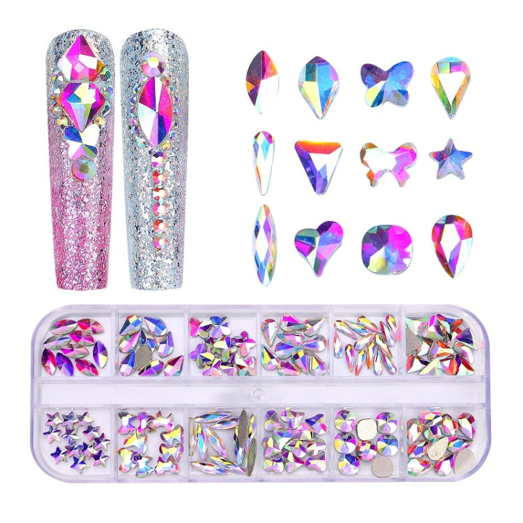 12 Grid Flat Bottom Shaped Nail Rhinestones Nail Decoration, Specification: 18 - Nail Stickers by PMC Jewellery | Online Shopping South Africa | PMC Jewellery | Buy Now Pay Later Mobicred