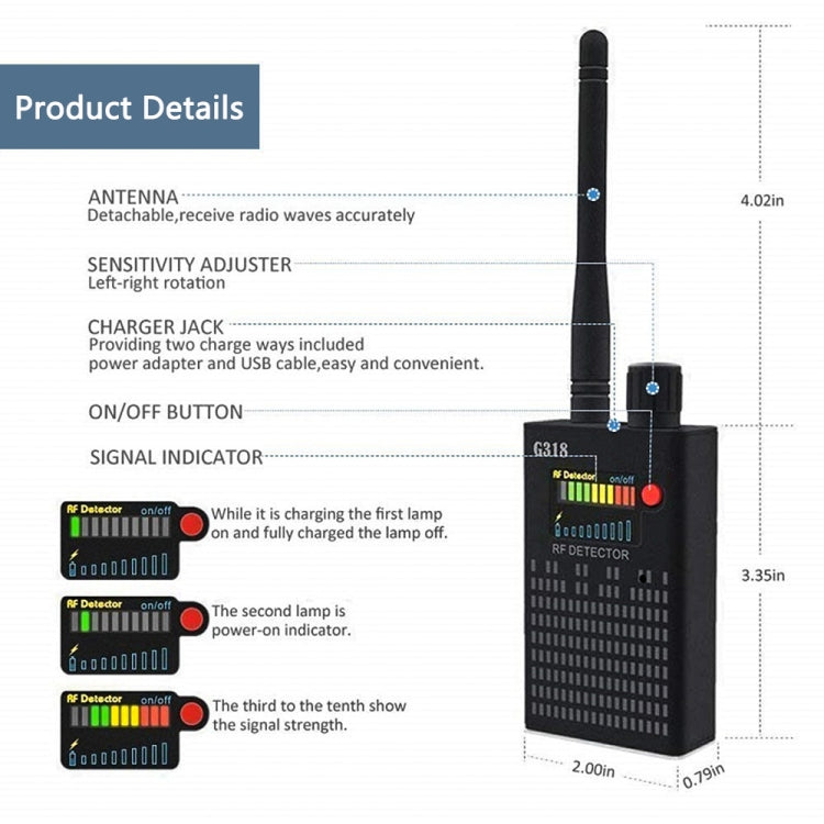 G318 Anti-eavesdropping and Anti-candid Shooting Signal Detector GPS Locator - RF Signal Detector by PMC Jewellery | Online Shopping South Africa | PMC Jewellery