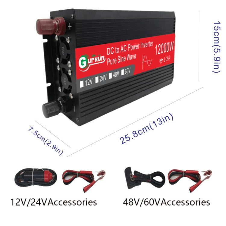 Gurxun 12000W High Power Household Car Sine Wave Inverter, Specification: 24V To 220V - Pure Sine Wave by PMC Jewellery | Online Shopping South Africa | PMC Jewellery | Buy Now Pay Later Mobicred