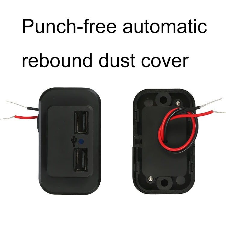 4.8A Punch-Free Automatic Spring Cover RV Bus Modified Dual USB Car Charger(Black) - DIY Modified Charger by PMC TechLife | Online Shopping South Africa | PMC TechLife | Buy Now Pay Later Mobicred
