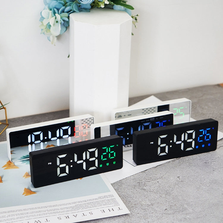 0715 Voice-activated LED Mute Date Temperature Display Electronic Clock(Black Surface Green Light) - Alarm Clocks by PMc TechLife | Online Shopping South Africa | PMc TechLife | Buy Now Pay Later Mobicred