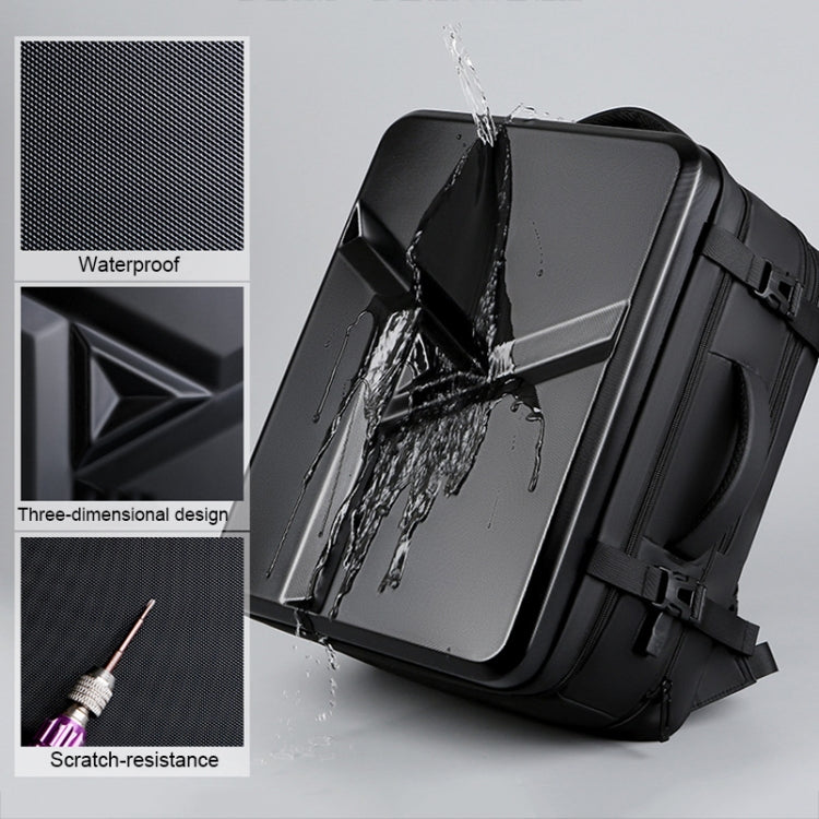 Large-capacity Waterproof Expandable Hard Shell Backpack with USB Charging Hole(161 Dark Gray) - Backpack by PMC TechLife | Online Shopping South Africa | PMC TechLife