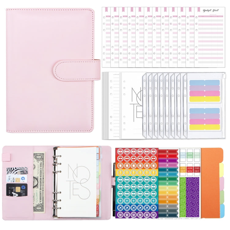 A6 Macaron PU Leather Loose-leaf Notebook Cash Budget Handbook(Pink) - Notebooks by PMC Jewellery | Online Shopping South Africa | PMC Jewellery
