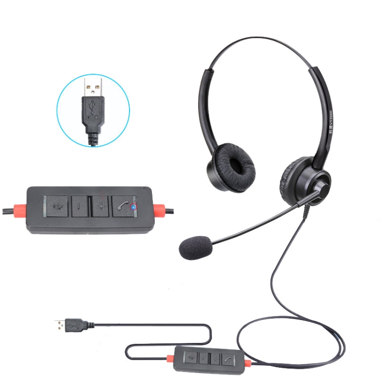 VT200D Double Ears Telephone Headset Operator Headset With Mic,Spec: USB Head with Tuning - Microphones & Headsets by PMC Jewellery | Online Shopping South Africa | PMC Jewellery | Buy Now Pay Later Mobicred