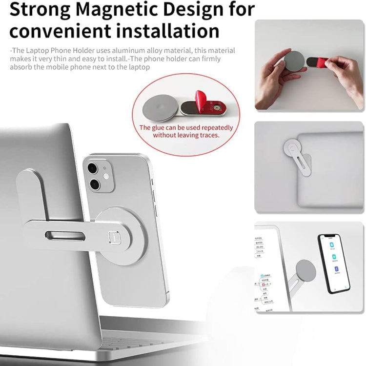 Laptop Phone Expansion Bracket Aluminum Magnetic Phone Stand(Blue) - Laptop Stand by PMC Jewellery | Online Shopping South Africa | PMC Jewellery | Buy Now Pay Later Mobicred