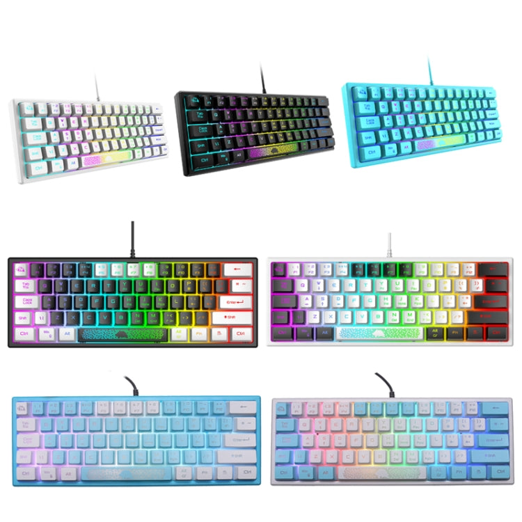 ZIYOULANG K61 62 Keys Game RGB Lighting Notebook Wired Keyboard, Cable Length: 1.5m(Blue White) - Wired Keyboard by ZIYOULANG | Online Shopping South Africa | PMC Jewellery | Buy Now Pay Later Mobicred