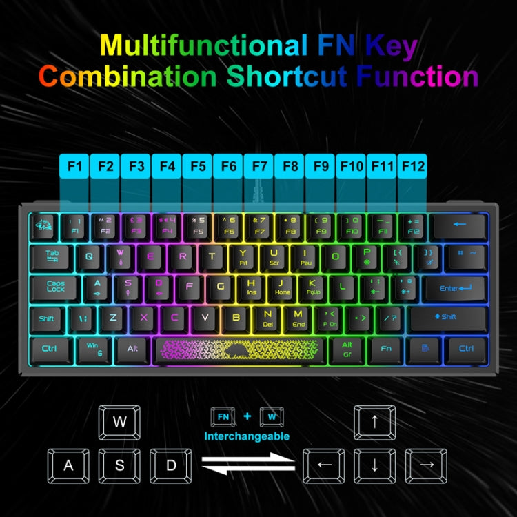 ZIYOULANG K61 62 Keys Game RGB Lighting Notebook Wired Keyboard, Cable Length: 1.5m(Blue White) - Wired Keyboard by ZIYOULANG | Online Shopping South Africa | PMC Jewellery | Buy Now Pay Later Mobicred