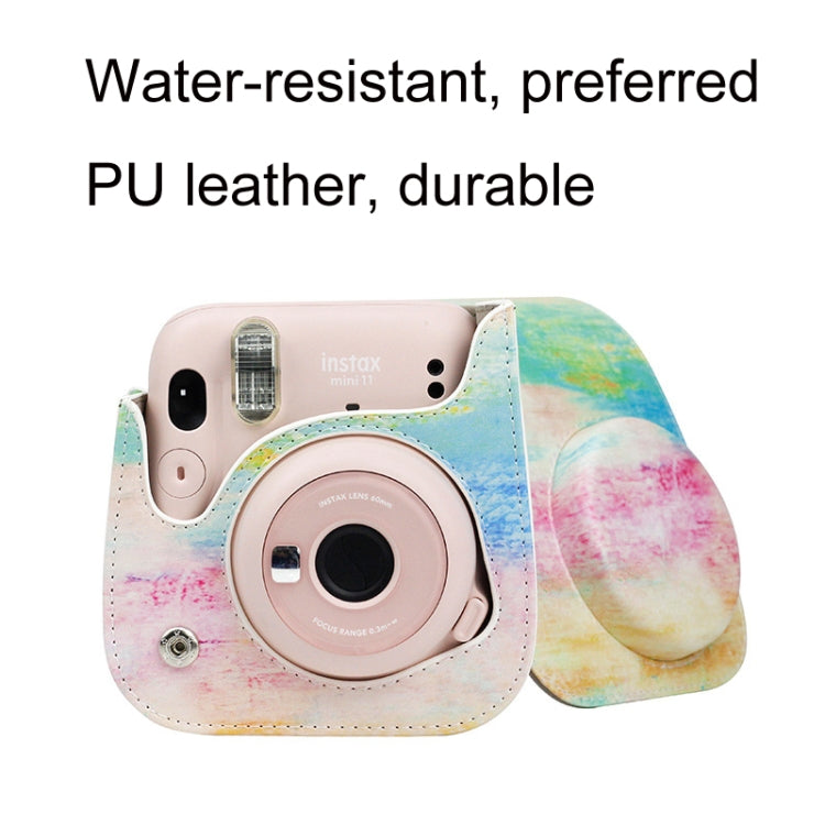 For Instax Mini11 / 9 / 8 PU Cortex Retro Camera Bag Protective Cover(Blue Pink Color) - Leather Bag by CAIUL | Online Shopping South Africa | PMC Jewellery