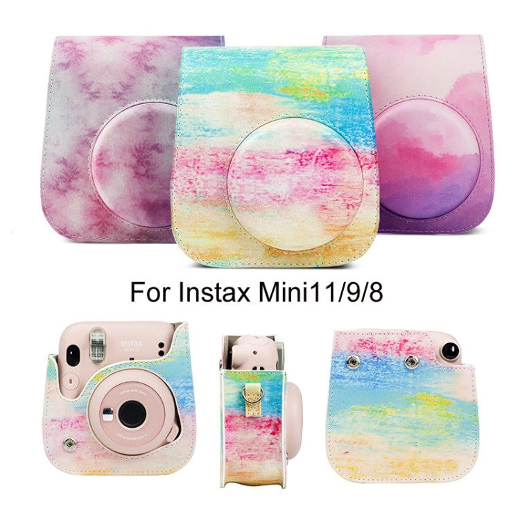 For Instax Mini11 / 9 / 8 PU Cortex Retro Camera Bag Protective Cover(Blue Pink Color) - Leather Bag by CAIUL | Online Shopping South Africa | PMC Jewellery