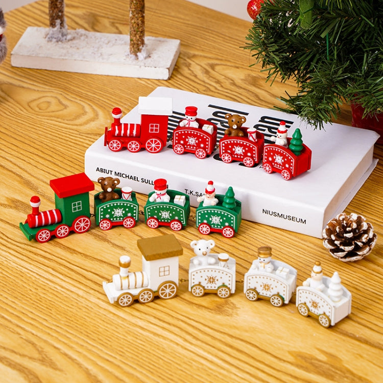 Christmas Decoration Wooden Train Kindergarten Christmas Festival Gift(Red 4 Section) - Ornaments by PMC Jewellery | Online Shopping South Africa | PMC Jewellery