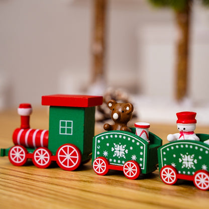 Christmas Decoration Wooden Train Kindergarten Christmas Festival Gift(Green 4 Section) - Ornaments by PMC Jewellery | Online Shopping South Africa | PMC Jewellery