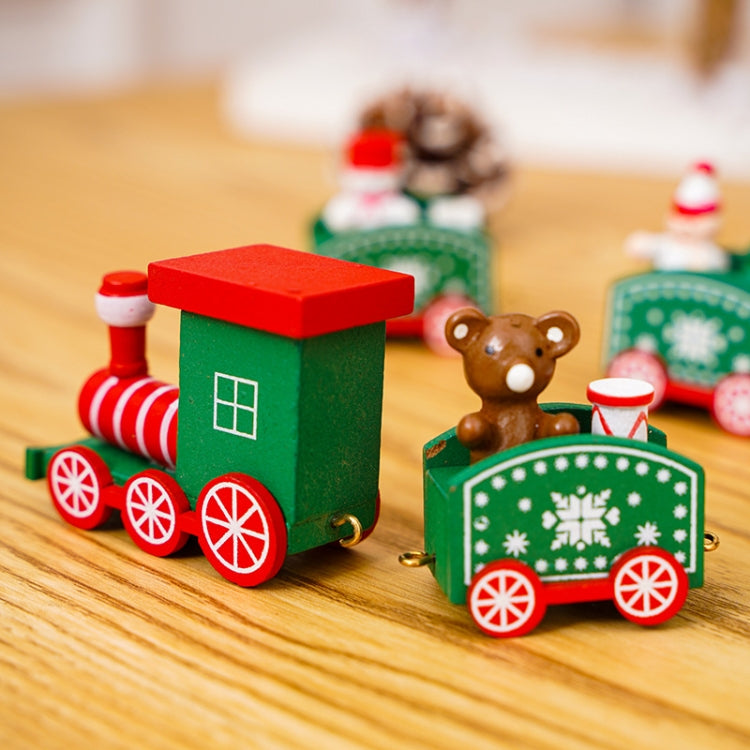 Christmas Decoration Wooden Train Kindergarten Christmas Festival Gift(Red 4 Section) - Ornaments by PMC Jewellery | Online Shopping South Africa | PMC Jewellery