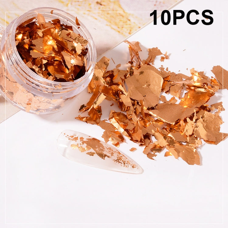 10 PCS K Gold Tin Foil Nail Decoration Nail Polish Adhesive Sticker(03 Copper Gold) - Nail Stickers by PMC Jewellery | Online Shopping South Africa | PMC Jewellery | Buy Now Pay Later Mobicred