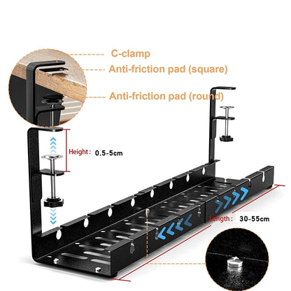 Stretchable Under Desk Cable Management Tray Carbon Steel Cable Organizer Cable Storage Rack(White) - Shelf & Hooks by PMC Jewellery | Online Shopping South Africa | PMC Jewellery