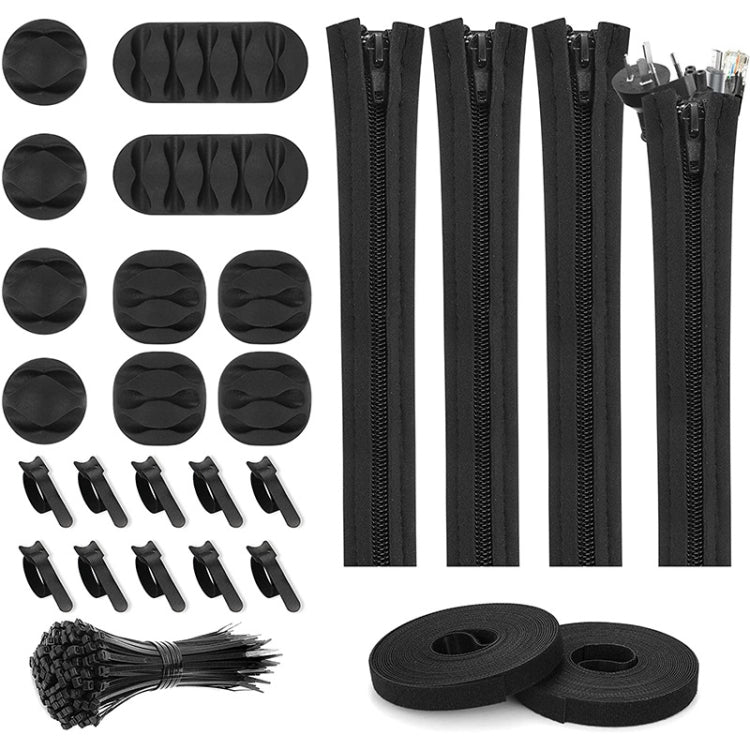 5 In 1  Cord Management Organizer Kit Cable Sleeve With Zipper Cable Clip - Cable Organizer by PMC Jewellery | Online Shopping South Africa | PMC Jewellery | Buy Now Pay Later Mobicred
