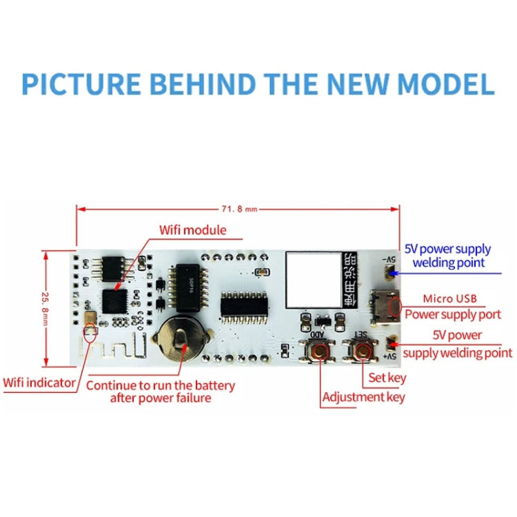 0.8 Inch Electronic Clock Movement Module WIFI Digital Tube Digital Time Display(Blue) - Clocks & Car Meters by PMC TechLife | Online Shopping South Africa | PMC TechLife | Buy Now Pay Later Mobicred