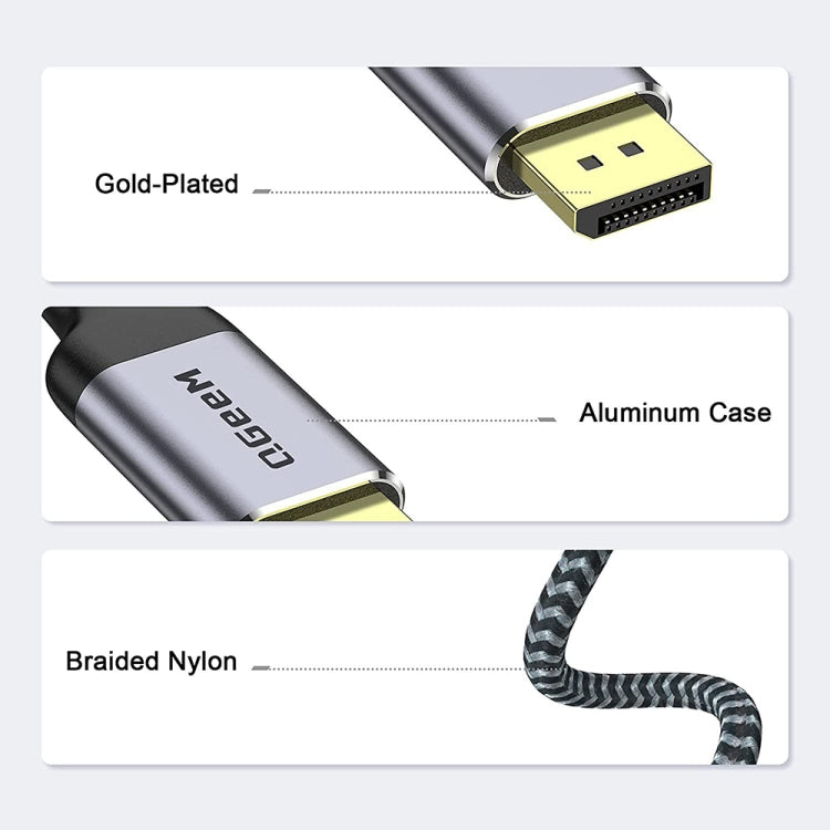 QGeeM QG-UA13 Type-C To DP 4K 60Hz Nylon Braided Adapter Cable, Length: 1.2m - Cable & Adapters by QGeeM | Online Shopping South Africa | PMC Jewellery | Buy Now Pay Later Mobicred