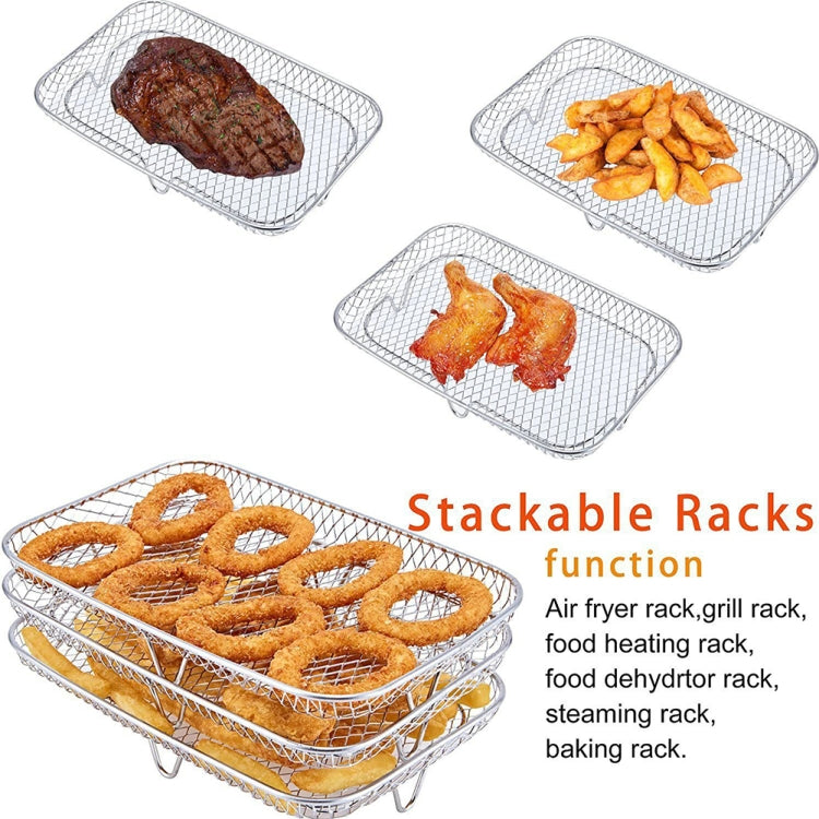 Air Fryer Accessories Three-Layer Steam Rack Stackable Dehydration Rack(Rectangle) - free shipping - PMC TechLife - Order now!