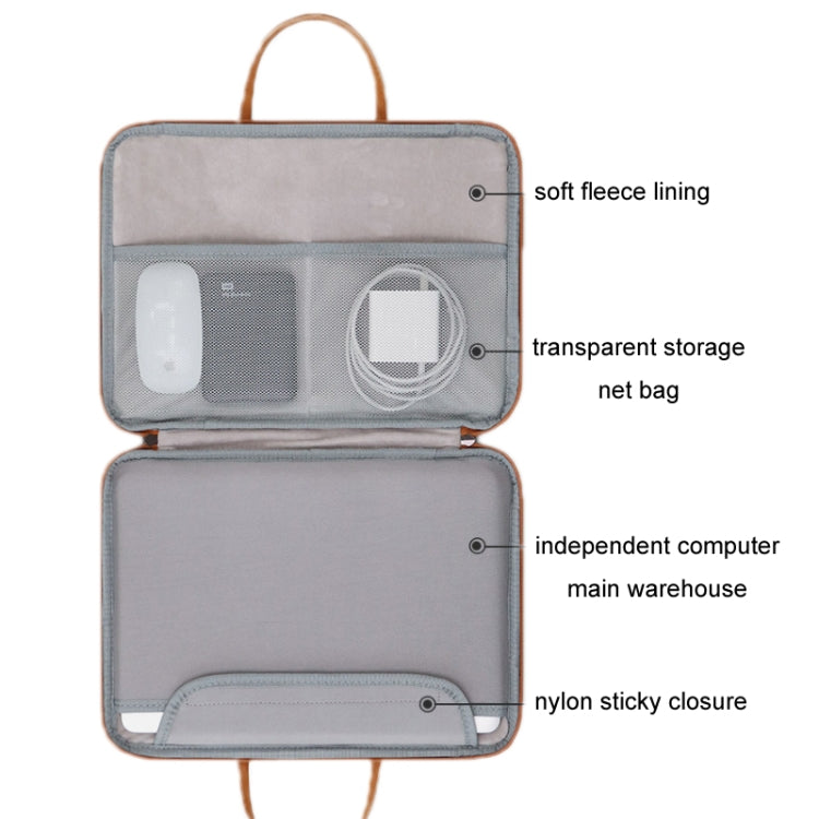 Baona Leather Fully Open Portable Waterproof Computer Bag, Size: 13/13.3 inches(Gray Brown) - 13.3 inch by Baona | Online Shopping South Africa | PMC Jewellery | Buy Now Pay Later Mobicred