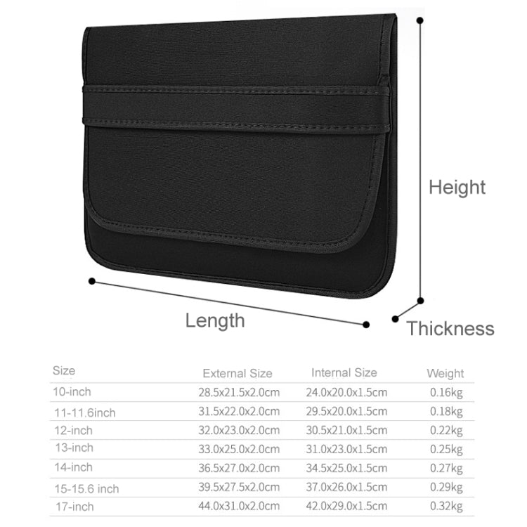 17 Inch Neoprene Laptop Lining Bag Horizontal Section Flap Clutch Bag(Black) - 15.6 - 17 inch by PMC Jewellery | Online Shopping South Africa | PMC Jewellery