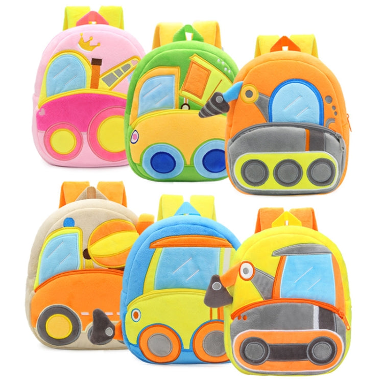 3D Cartoon Trucks Cars Plush Kids Backpack Children School Bags(Enginer) - Kids Bags by PMC Jewellery | Online Shopping South Africa | PMC Jewellery