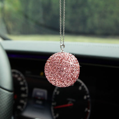 Car Diamond Crystal Ball Rearview Mirror Decoration Pendant(Pink) - Ornaments by PMC Jewellery | Online Shopping South Africa | PMC Jewellery | Buy Now Pay Later Mobicred