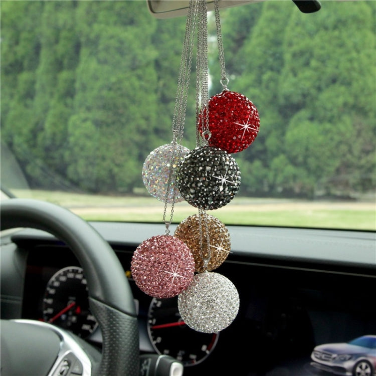 Car Diamond Crystal Ball Rearview Mirror Decoration Pendant(Pink) - Ornaments by PMC Jewellery | Online Shopping South Africa | PMC Jewellery | Buy Now Pay Later Mobicred