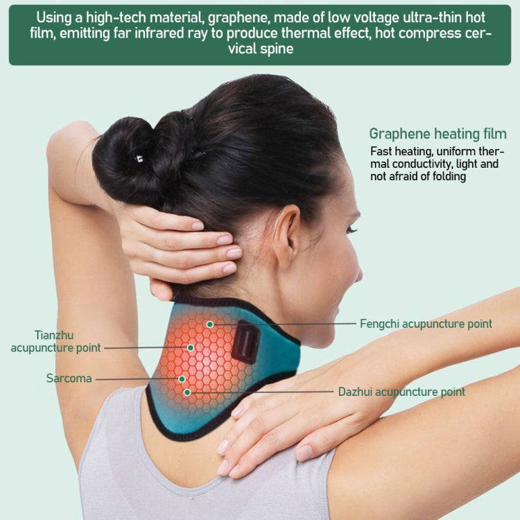 USB Electric Heating Neck Protector Graphene Neck Pain Relief Tool(Sea Green) - free shipping - PMC TechLife - Order now!