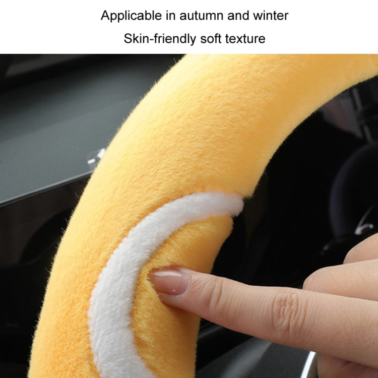 Car Steering Wheel Cartoon Short Fluff Handle Cover, Size: 38cm(Orange Round) - Seat Belts & Padding by PMC TechLife | Online Shopping South Africa | PMC TechLife | Buy Now Pay Later Mobicred