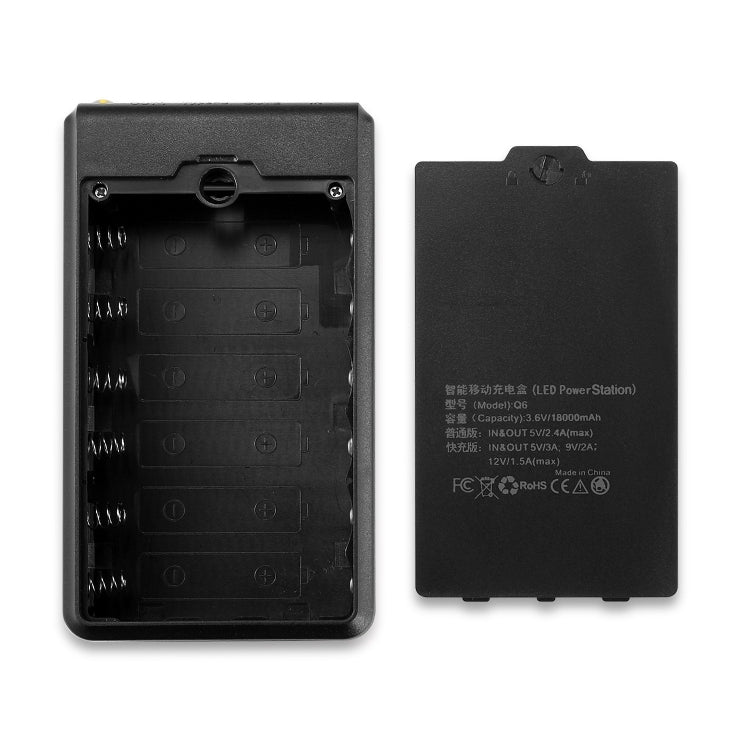 Q6 Removable 6 Sections 18650 Battery Box Charger Case, Style: Ordinary(Black) - Battery Storage Box by PMC TechLife | Online Shopping South Africa | PMC TechLife