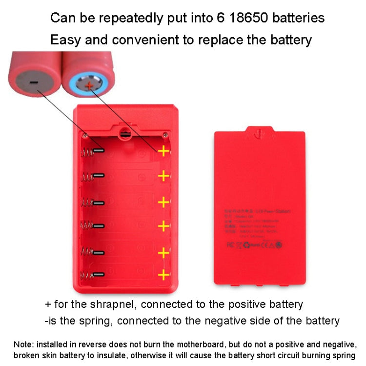 Q6 Removable 6 Sections 18650 Battery Box Charger Case, Style: Flash/Fast Charge(Blue) - Battery Storage Box by PMC TechLife | Online Shopping South Africa | PMC TechLife