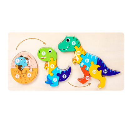 Wooden Animal Growth Process Evolution 3D Jigsaw Puzzle Toy Early Education Building Blocks(Dinosaur) - Early Education Toys by PMC Jewellery | Online Shopping South Africa | PMC Jewellery