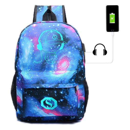 Music Prince Luminous USB Rechargeable Computer Backpack(Blue Starry Sky) - Backpacks by PMC Jewellery | Online Shopping South Africa | PMC Jewellery