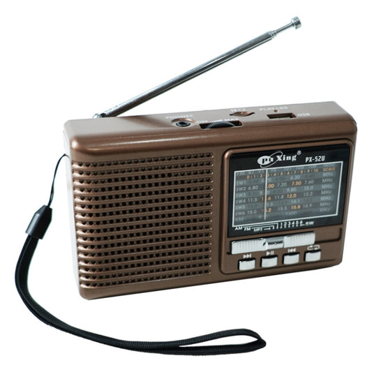 BAIJIALI PX-52U Brown Multi-band Retro Pointer Radio USB Plug In Card Radios - Radio Player by BAIJIALI | Online Shopping South Africa | PMC Jewellery