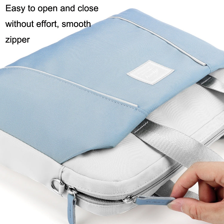 15.6 inch Computer Handheld Messenger Bag For Apple MacBook / Huawei / Xiaomi / Basne(Ladder tape light blue+gray PU power package) - 13.3 inch by PMC Jewellery | Online Shopping South Africa | PMC Jewellery | Buy Now Pay Later Mobicred