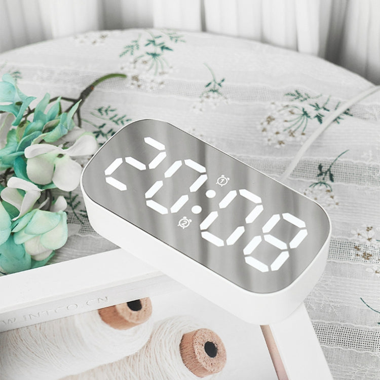 6637 LED Digital Display Temperature Electronic Clock Desktop Mirror Alarm Clock(White White Light) - Alarm Clocks by PMc TechLife | Online Shopping South Africa | PMc TechLife | Buy Now Pay Later Mobicred