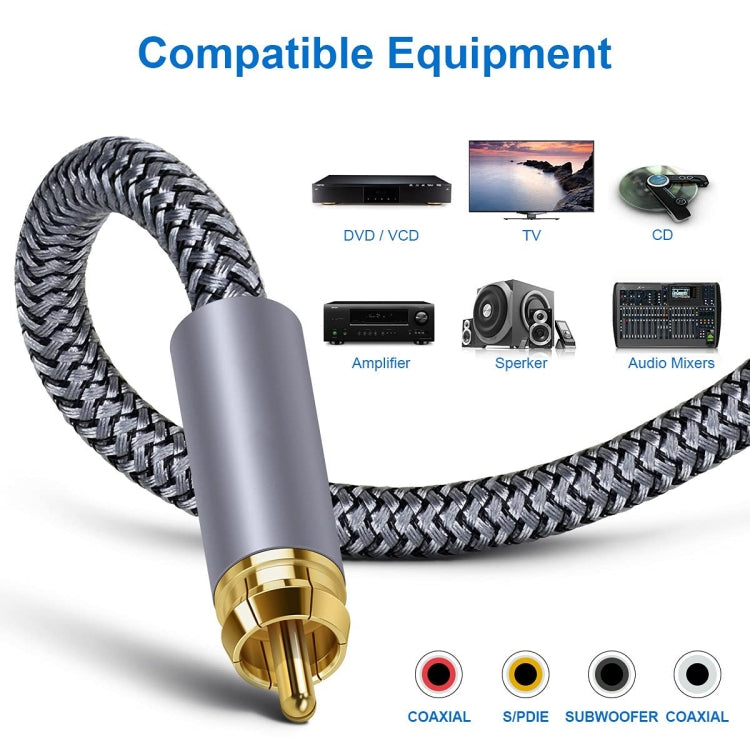10m Pure Copper RCA Coaxial HIFI Digital Audio Cable SPDIF Subwoofer Speaker Cable(Silver Gray) - RCA Cable by PMC TechLife | Online Shopping South Africa | PMC TechLife