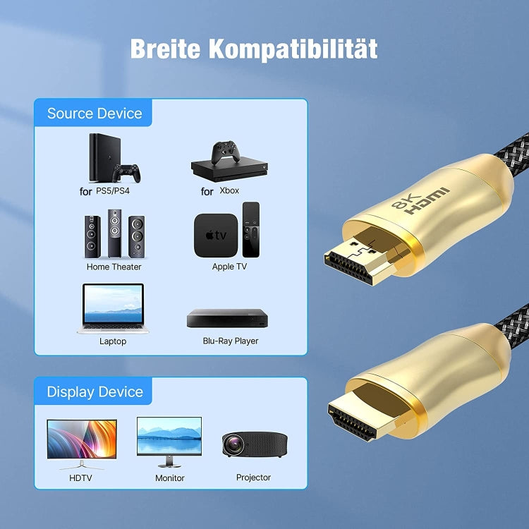 CO-HD801 1.5m HDMI 2.1 Version 8K 60Hz For PS4 Cable Projector Notebook Set-Top Box Cable(Gold) - Cable by PMC TechLife | Online Shopping South Africa | PMC TechLife | Buy Now Pay Later Mobicred