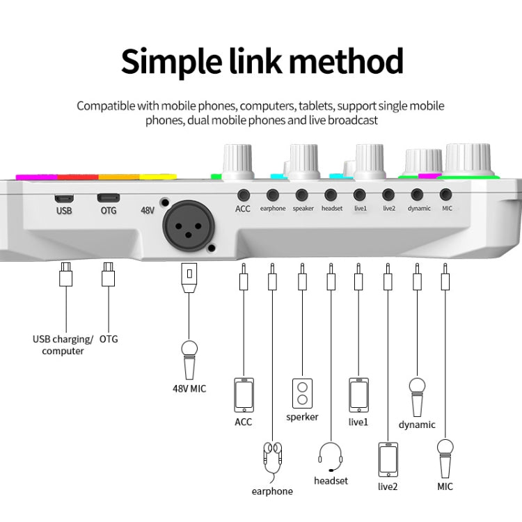 X10 Bluetooth Sound Card Studio Record With 48V XLR OTG Port Interface(White) - Live Sound Effects Processors by PMC TechLife | Online Shopping South Africa | PMC TechLife | Buy Now Pay Later Mobicred