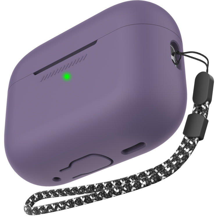 For AirPods Pro 2 AhaStyle PT187 Silicone One-Piece Protective Case With Lanyard Case(Dark Purple) - For AirPods Pro 2 by AhaStyle | Online Shopping South Africa | PMC Jewellery | Buy Now Pay Later Mobicred